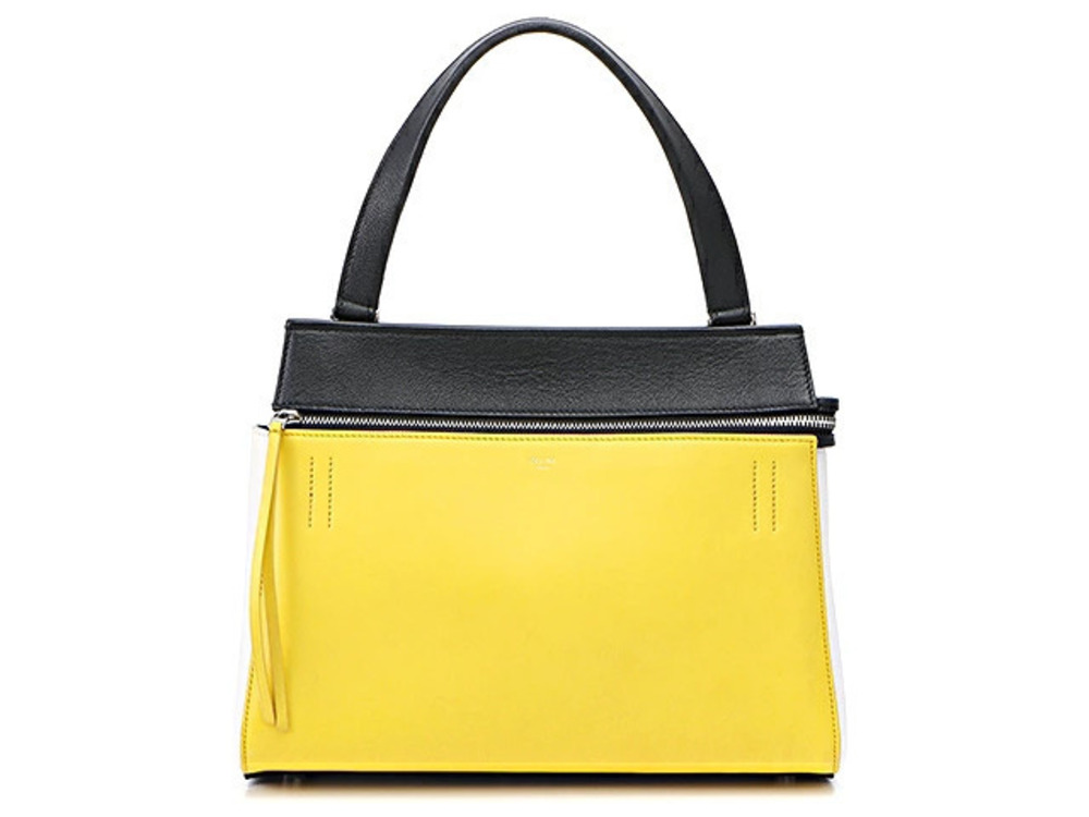 Celine Handbag Calfskin Yellow White Black